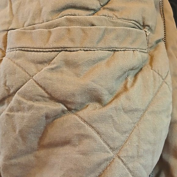 American Weekend Mens Bomber Coat Size L Tan Corduroy Contrast Insulated Chore - Picture 6 of 10